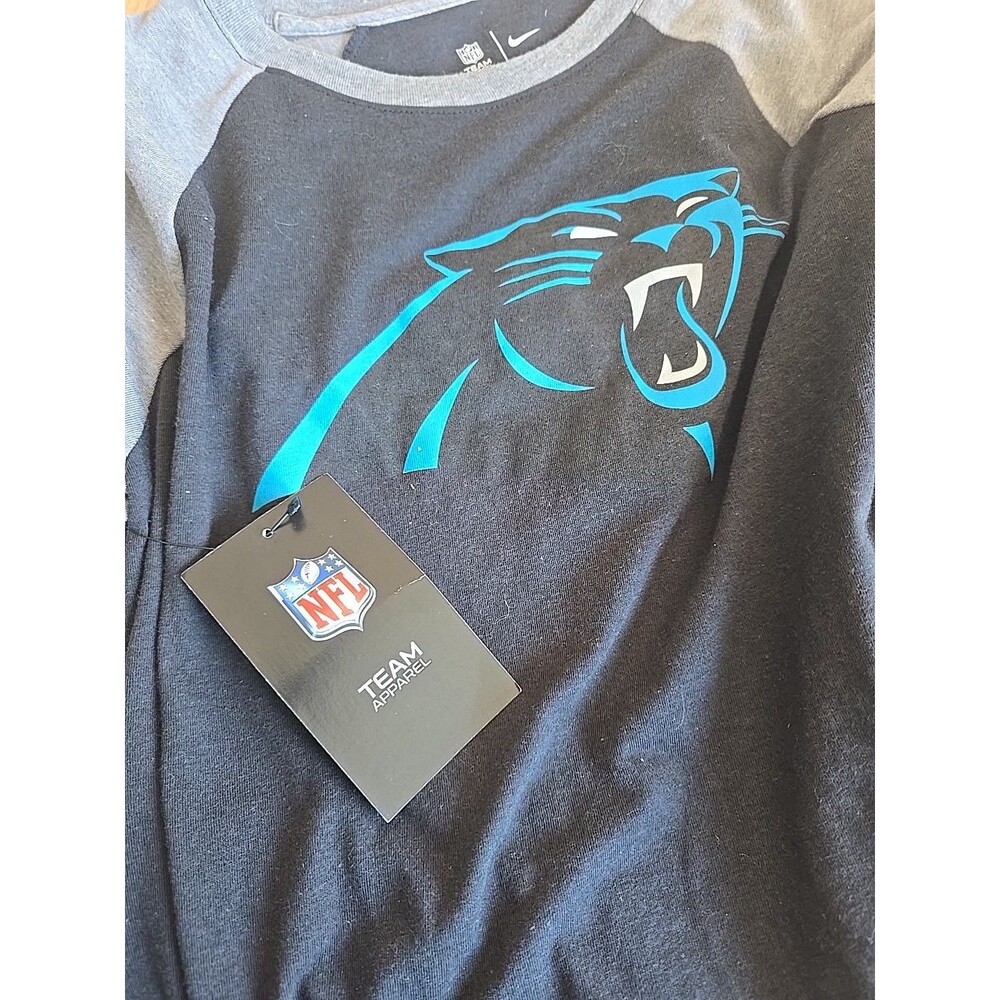 NEW WOMENS NIKE CAROLINA PANTHERS 3\4 SLEEVE SHIRT MEDIUM THE NIKE TEE